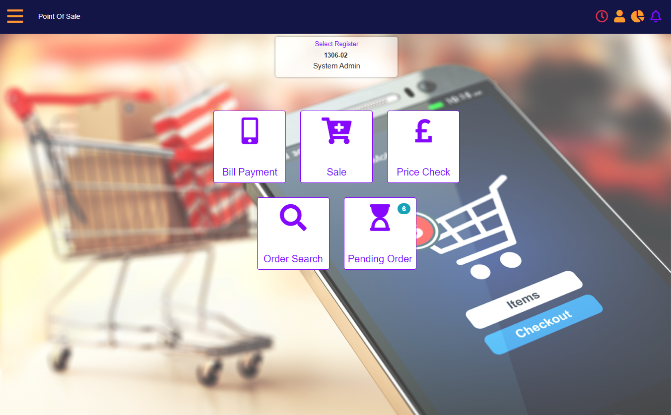 mPOS Point Of Sale screen - click Sale