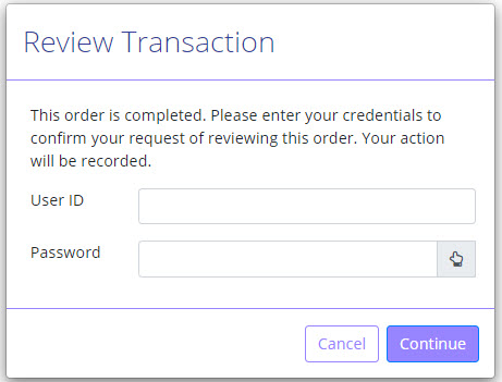 Review Transaction authentication prompt