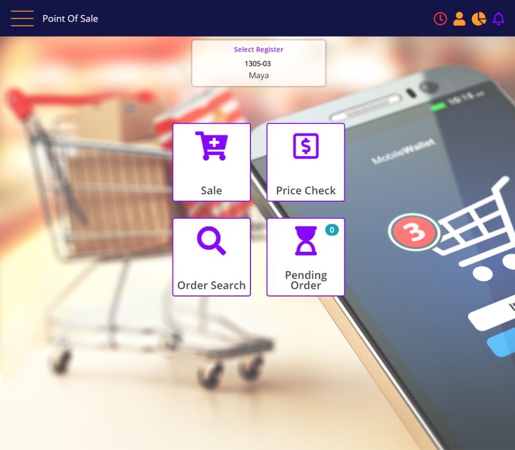 MicroTelecom Point of Sale Home Screen