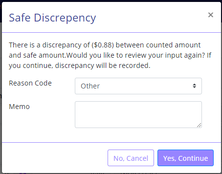 Safe discrepancy confirmation prompt