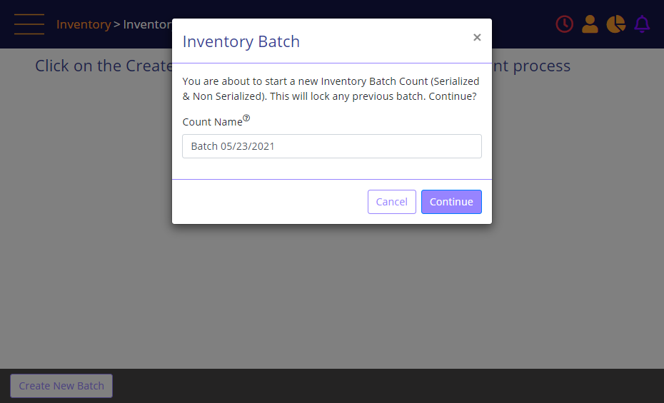 MT-POS Start a new inventory count