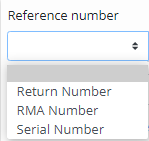 Return to Warehouse search filters - reference number
