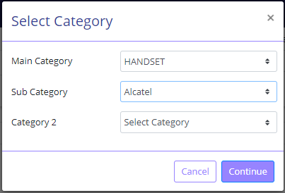 Inventory management - select category
