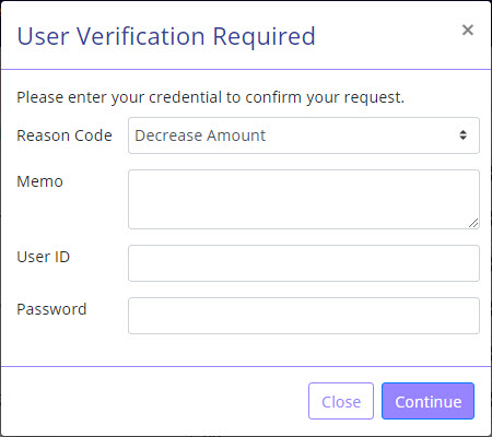 Changing float amount - user authentication prompt