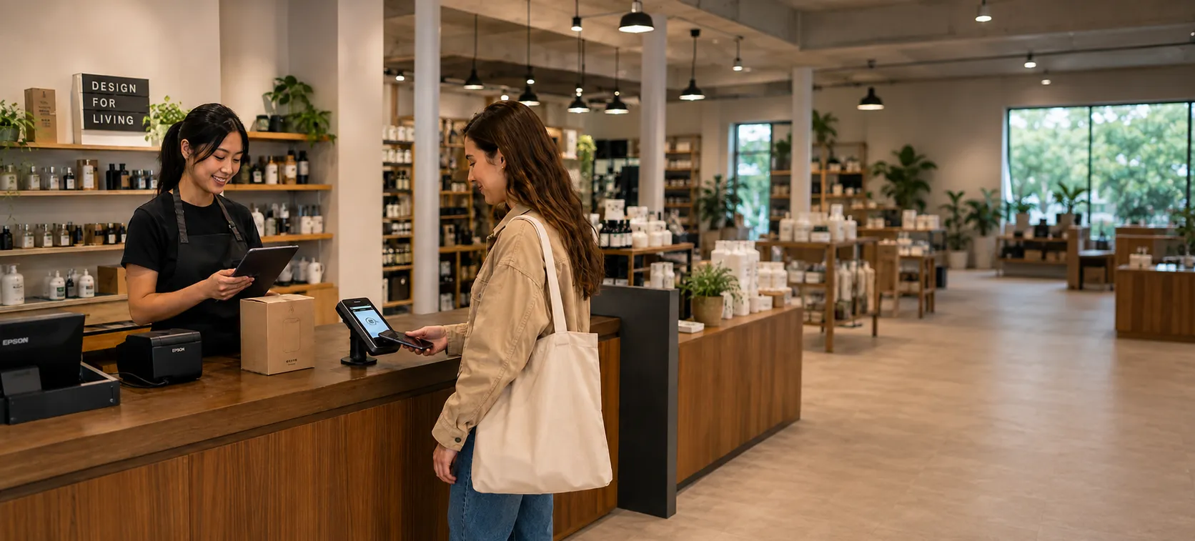MTPOS checkout workflow with customer, product, payment, and receipt options